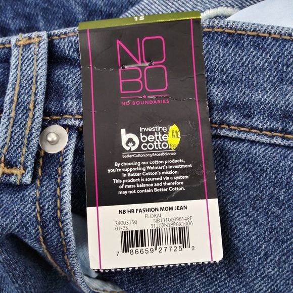 No Boundaries Jeans Womens Juniors Size 15 Blue High Rise Tapered Style Leg - Picture 10 of 11